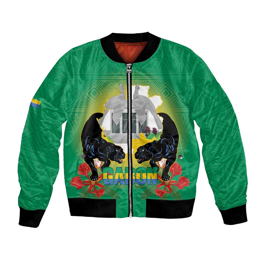 Afro Gabon Independence Day Bomber Jacket Memorial Leon Mba Monument - African Pride