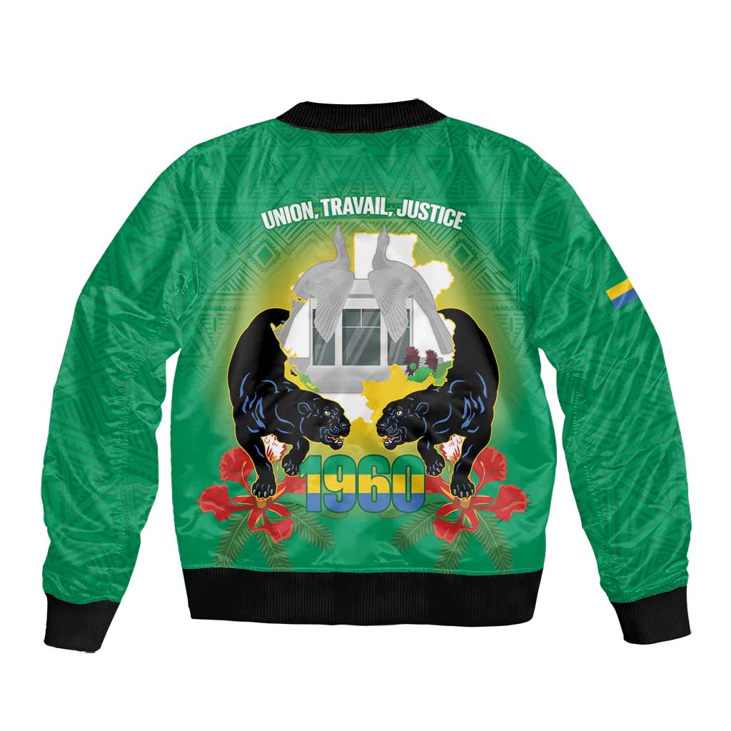 Afro Gabon Independence Day Bomber Jacket Memorial Leon Mba Monument - African Pride