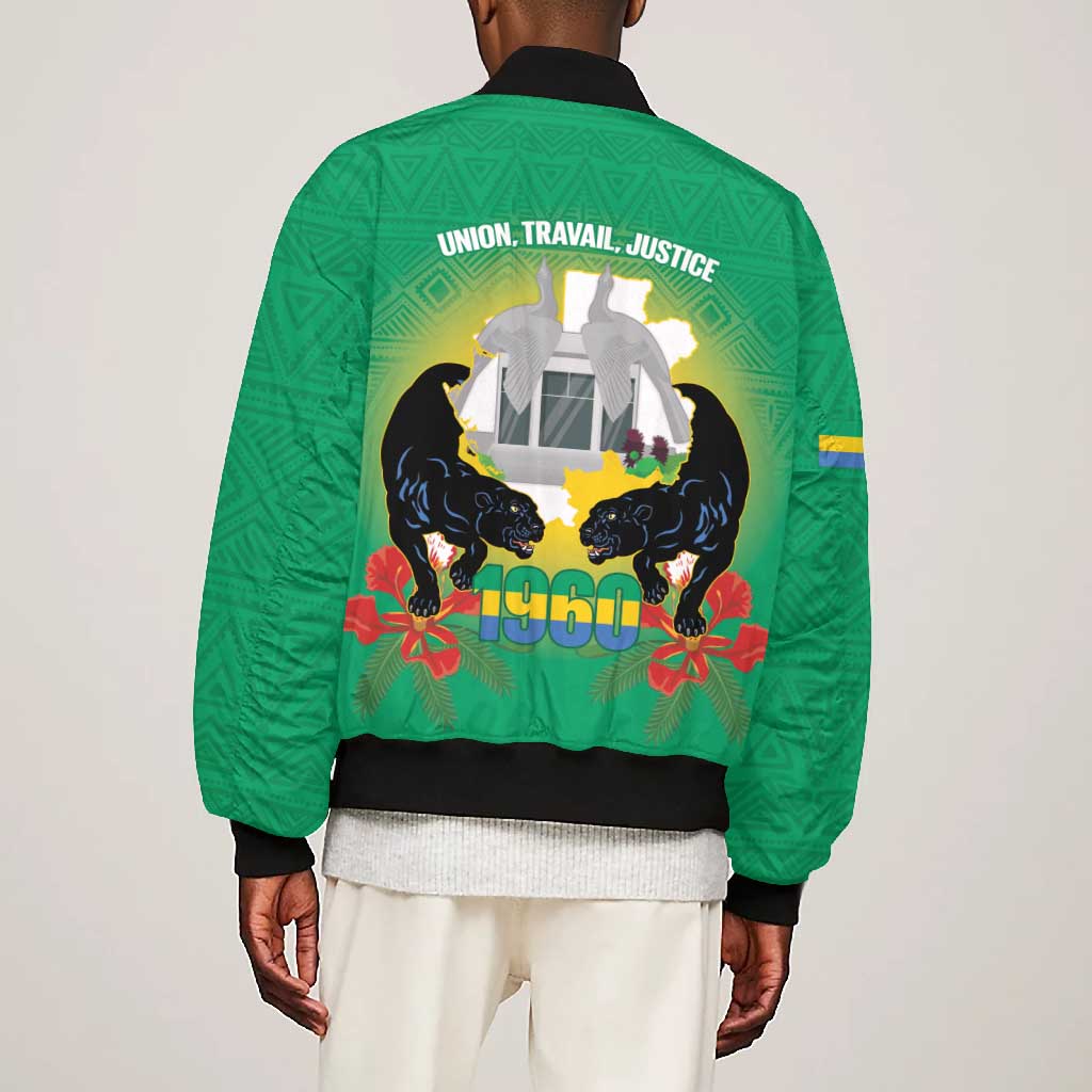 Afro Gabon Independence Day Bomber Jacket Memorial Leon Mba Monument - African Pride