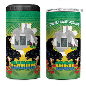 Afro Gabon Independence Day 4 in 1 Can Cooler Tumbler Memorial Leon Mba Monument - African Pride
