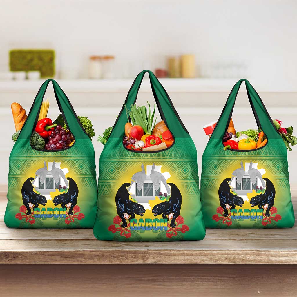 Afro Gabon Independence Day Grocery Bag Memorial Leon Mba Monument - African Pride