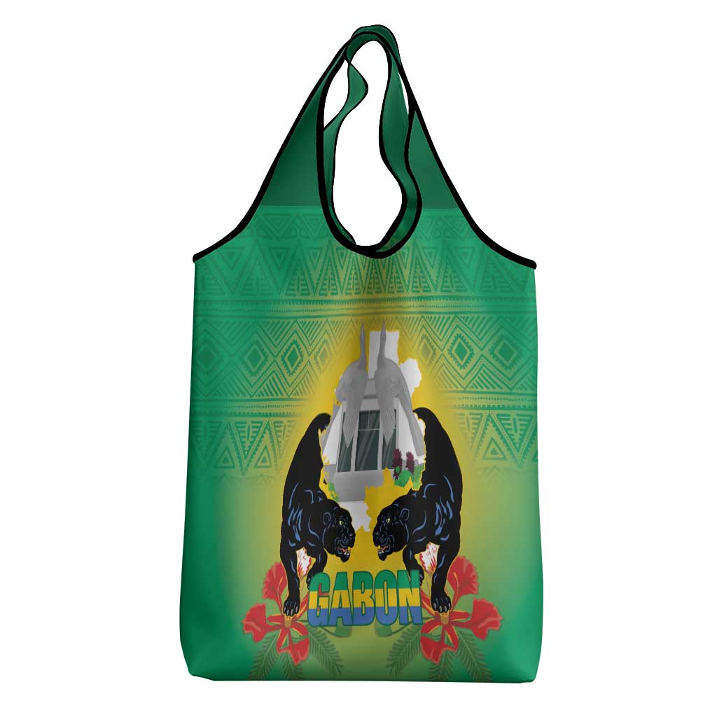 Afro Gabon Independence Day Grocery Bag Memorial Leon Mba Monument - African Pride