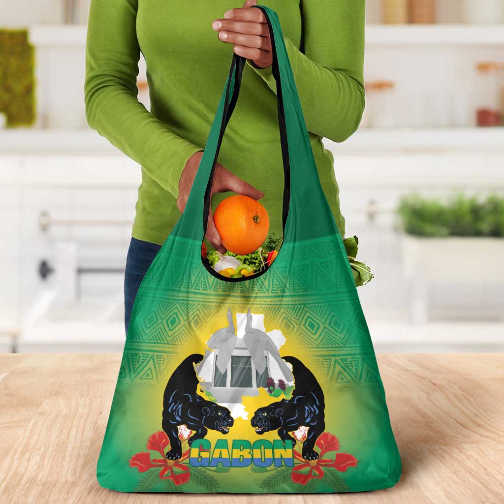 Afro Gabon Independence Day Grocery Bag Memorial Leon Mba Monument - African Pride