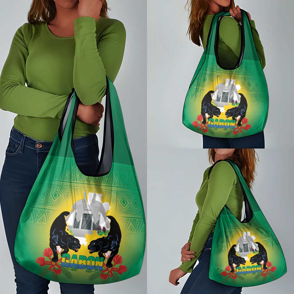 Afro Gabon Independence Day Grocery Bag Memorial Leon Mba Monument - African Pride
