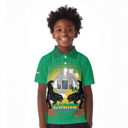 Afro Gabon Independence Day Kid Polo Shirt Memorial Leon Mba Monument - African Pride
