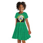 Afro Gabon Independence Day Kid Short Sleeve Dress Memorial Leon Mba Monument - African Pride