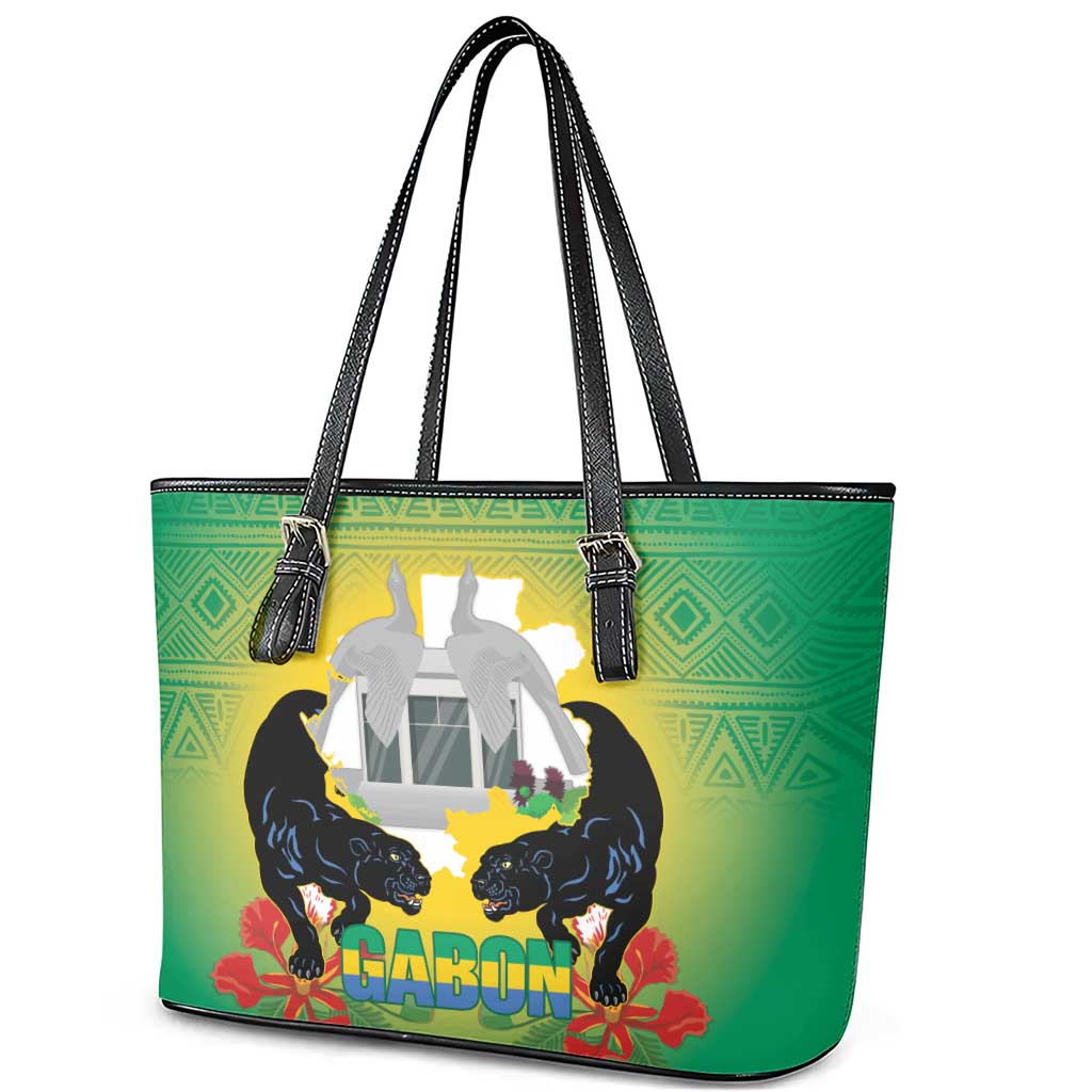Afro Gabon Independence Day Leather Tote Bag Memorial Leon Mba Monument - African Pride