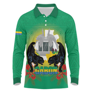 Afro Gabon Independence Day Long Sleeve Polo Shirt Memorial Leon Mba Monument - African Pride