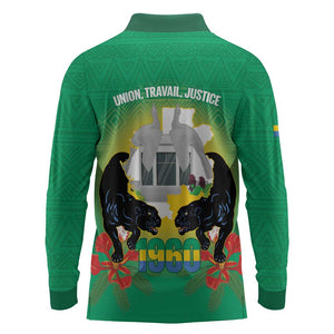 Afro Gabon Independence Day Long Sleeve Polo Shirt Memorial Leon Mba Monument - African Pride