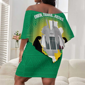 Afro Gabon Independence Day Off Shoulder Short Dress Memorial Leon Mba Monument - African Pride