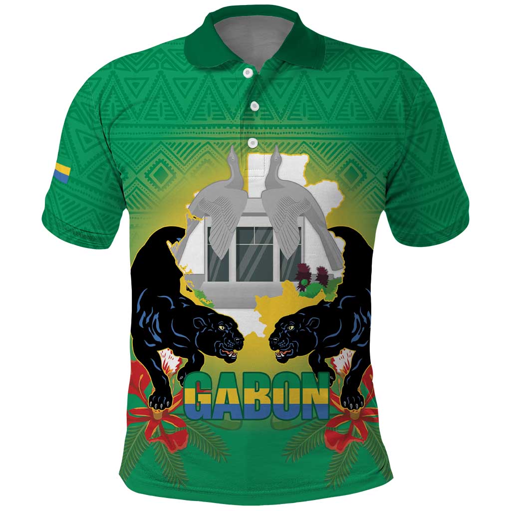 Afro Gabon Independence Day Polo Shirt Memorial Leon Mba Monument - African Pride