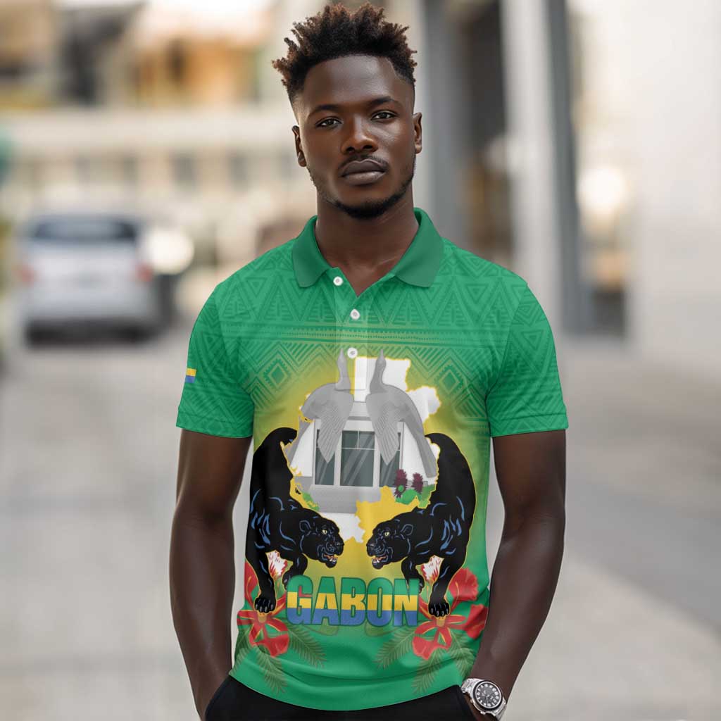 Afro Gabon Independence Day Polo Shirt Memorial Leon Mba Monument - African Pride