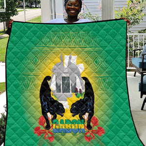Afro Gabon Independence Day Quilt Memorial Leon Mba Monument - African Pride