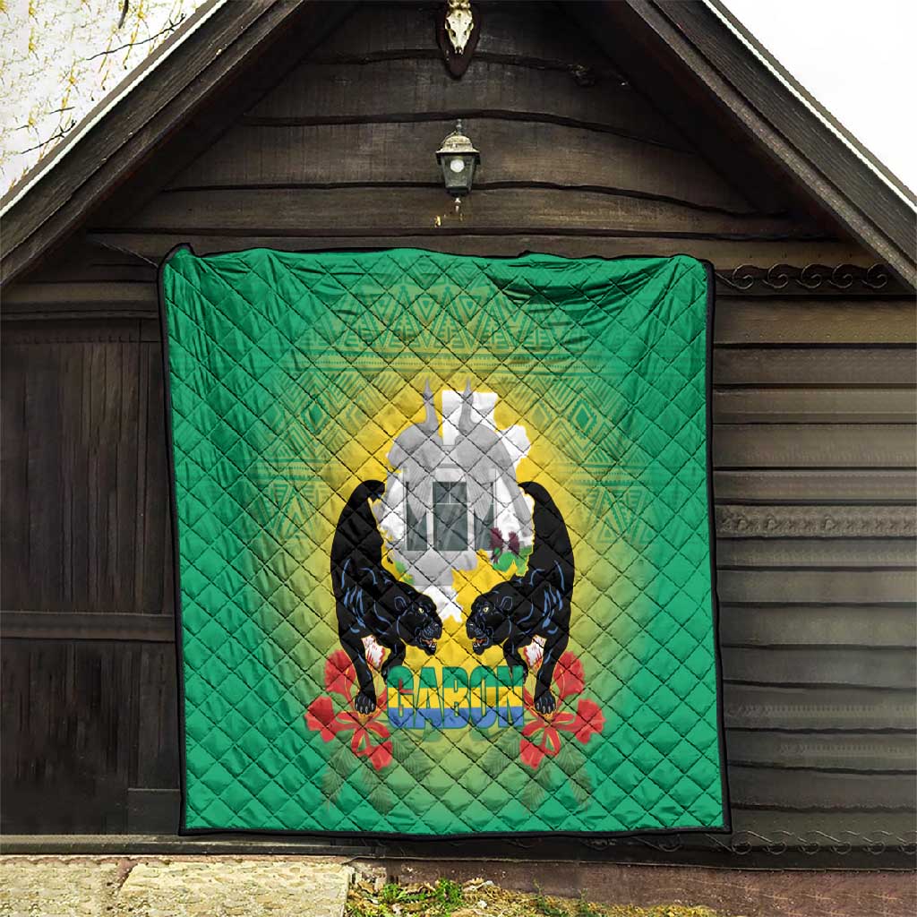 Afro Gabon Independence Day Quilt Memorial Leon Mba Monument - African Pride