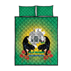 Afro Gabon Independence Day Quilt Bed Set Memorial Leon Mba Monument - African Pride