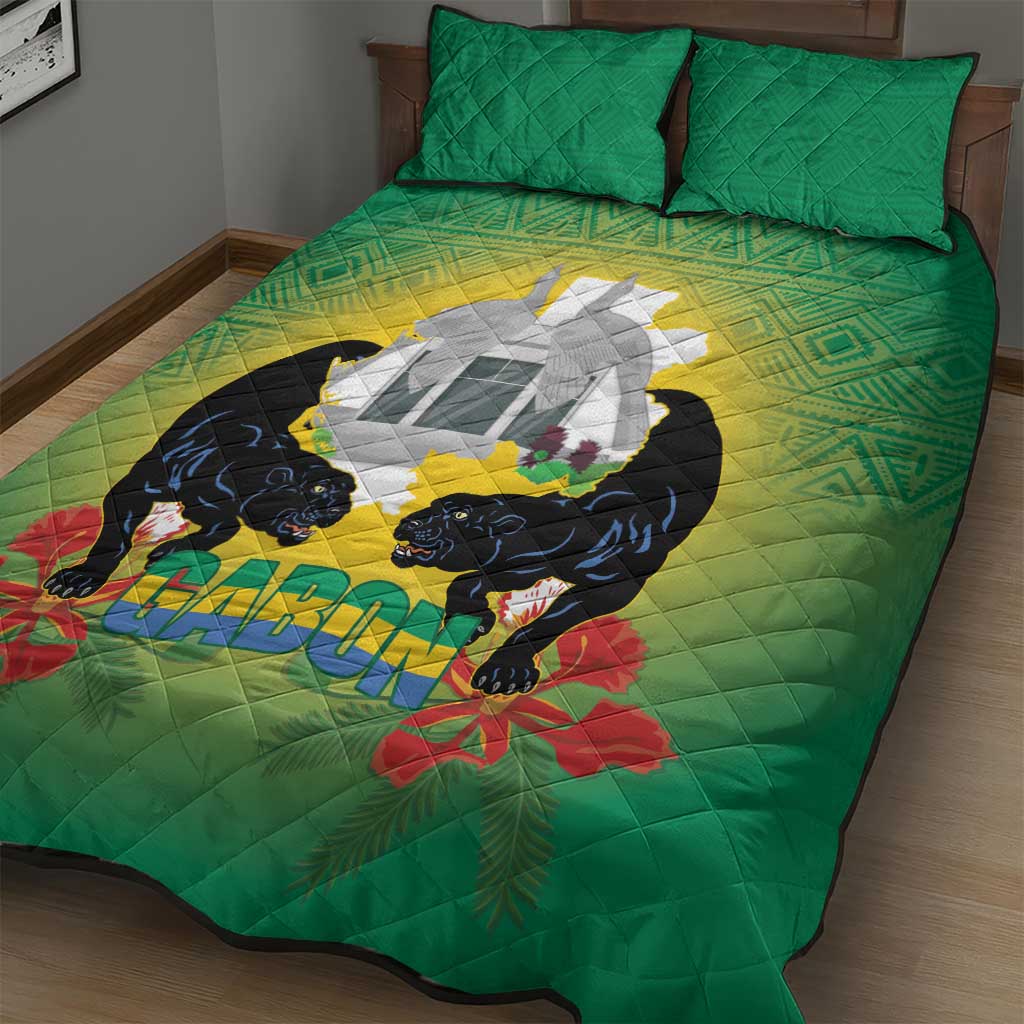 Afro Gabon Independence Day Quilt Bed Set Memorial Leon Mba Monument - African Pride