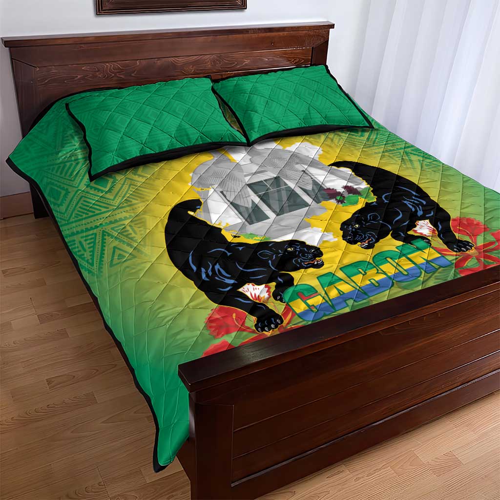 Afro Gabon Independence Day Quilt Bed Set Memorial Leon Mba Monument - African Pride