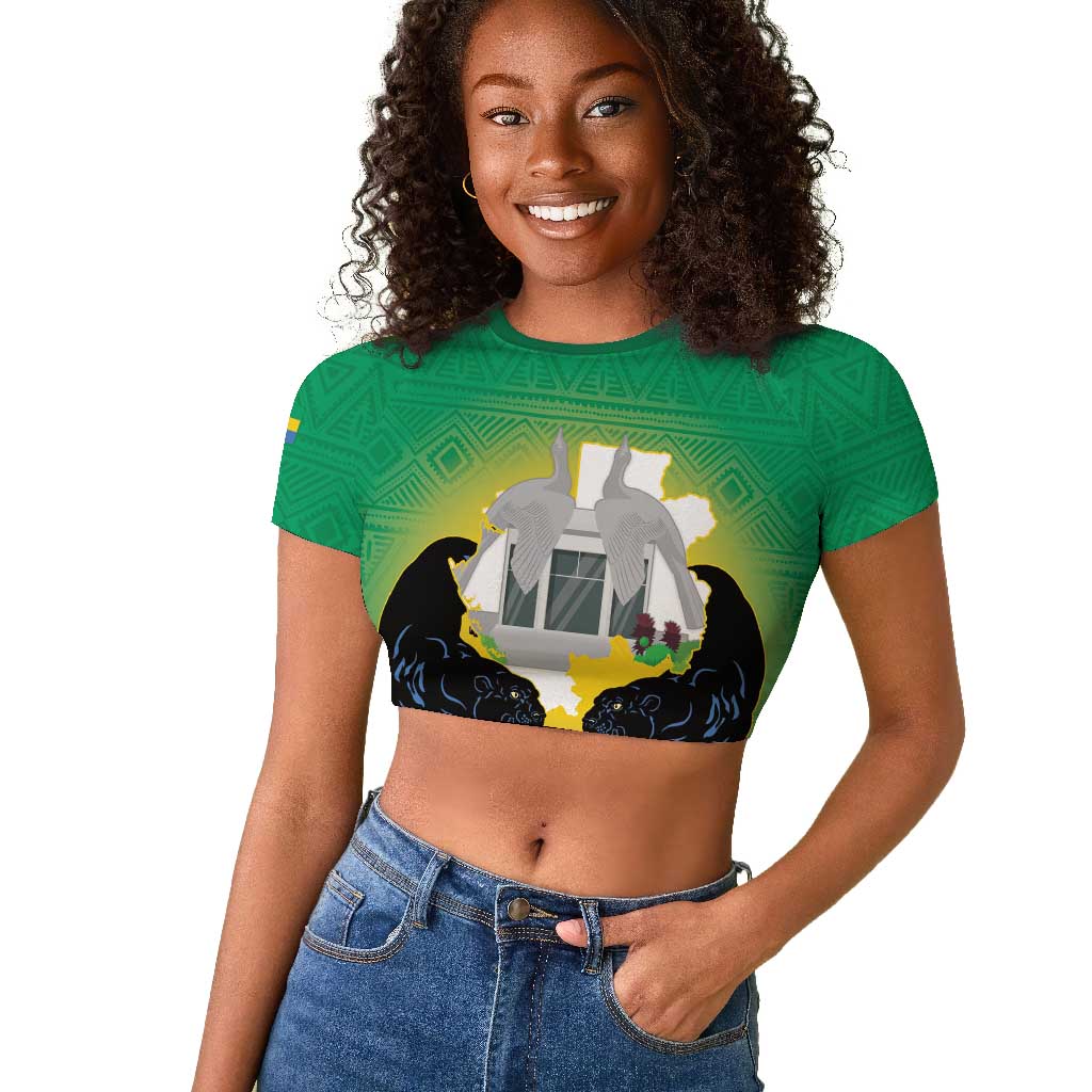 Afro Gabon Independence Day Raglan Cropped T shirt Memorial Leon Mba Monument - African Pride