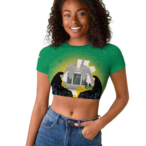 Afro Gabon Independence Day Raglan Cropped T shirt Memorial Leon Mba Monument - African Pride