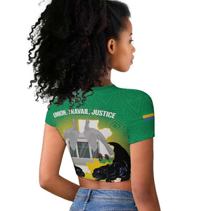 Afro Gabon Independence Day Raglan Cropped T shirt Memorial Leon Mba Monument - African Pride