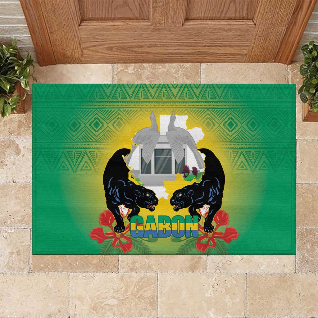 Afro Gabon Independence Day Rubber Doormat Memorial Leon Mba Monument - African Pride
