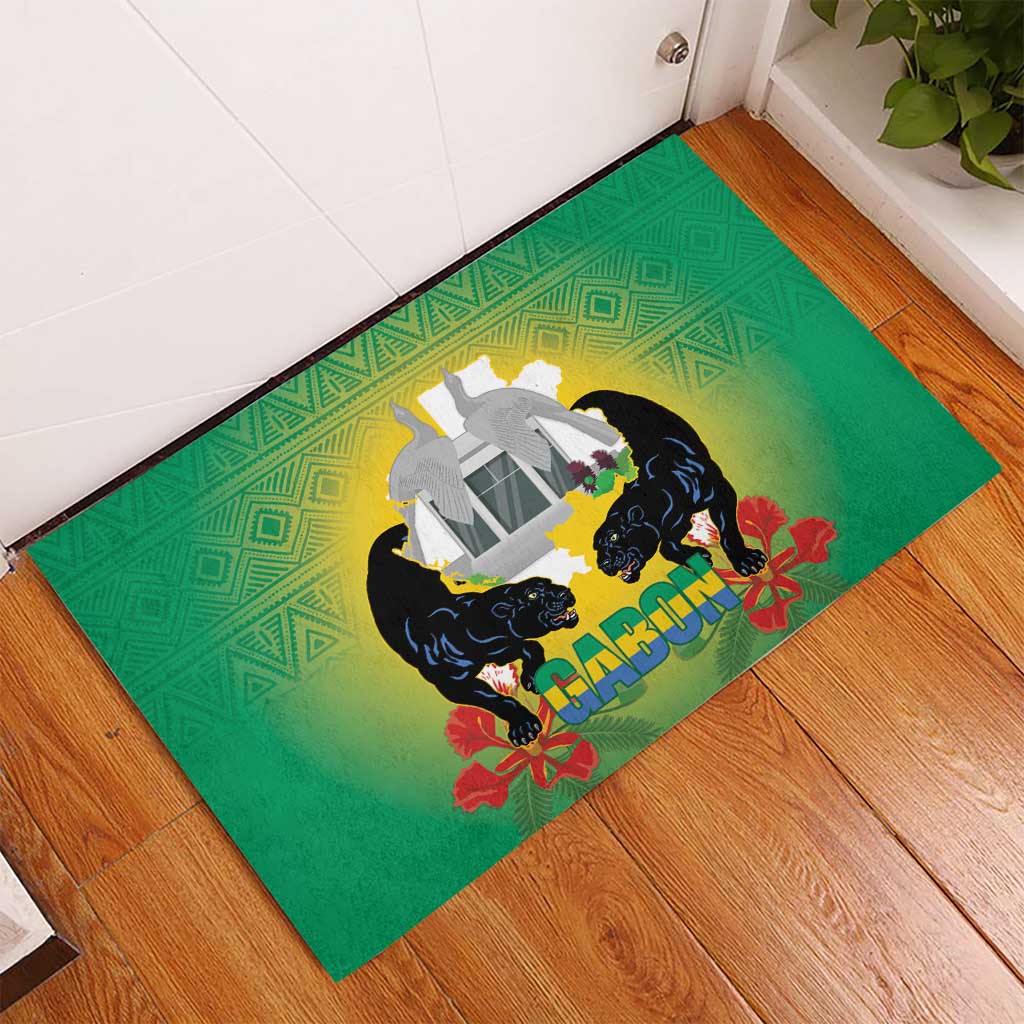 Afro Gabon Independence Day Rubber Doormat Memorial Leon Mba Monument - African Pride