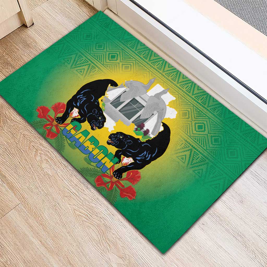 Afro Gabon Independence Day Rubber Doormat Memorial Leon Mba Monument - African Pride