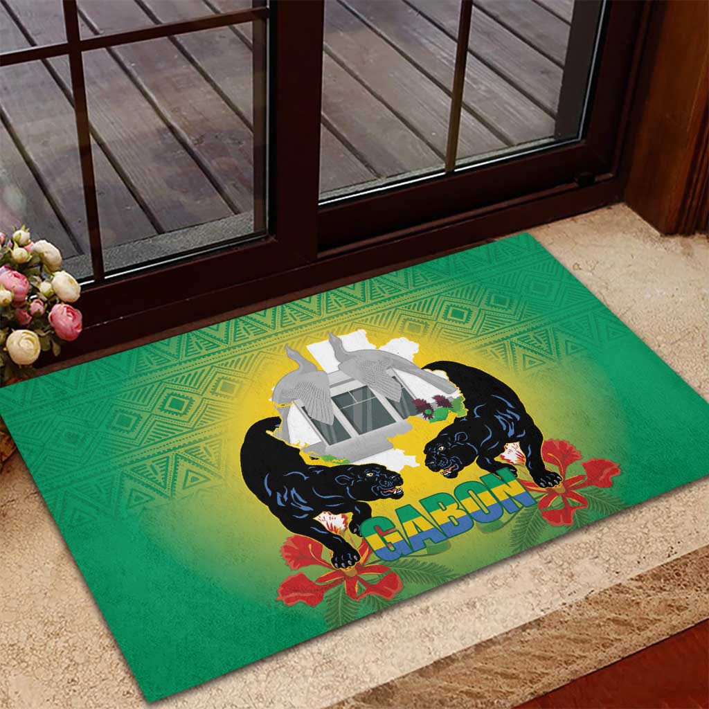 Afro Gabon Independence Day Rubber Doormat Memorial Leon Mba Monument - African Pride