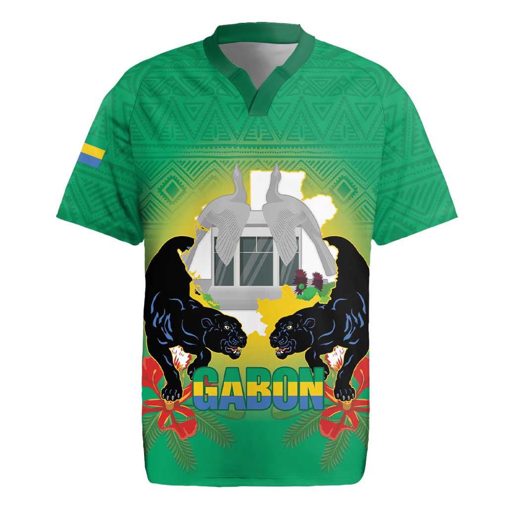 Afro Gabon Independence Day Rugby Jersey Memorial Leon Mba Monument - African Pride