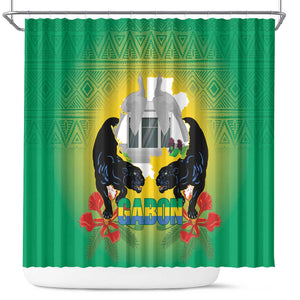 Afro Gabon Independence Day Shower Curtain Memorial Leon Mba Monument - African Pride