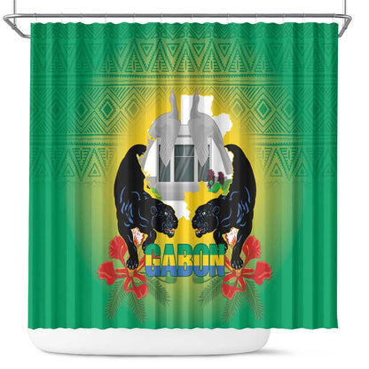 Afro Gabon Independence Day Shower Curtain Memorial Leon Mba Monument - African Pride