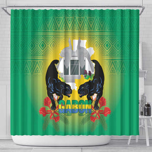 Afro Gabon Independence Day Shower Curtain Memorial Leon Mba Monument - African Pride