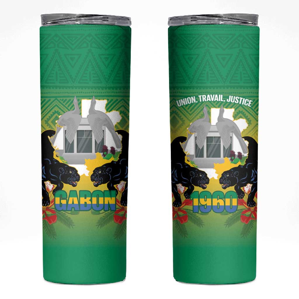 Afro Gabon Independence Day Skinny Tumbler Memorial Leon Mba Monument - African Pride