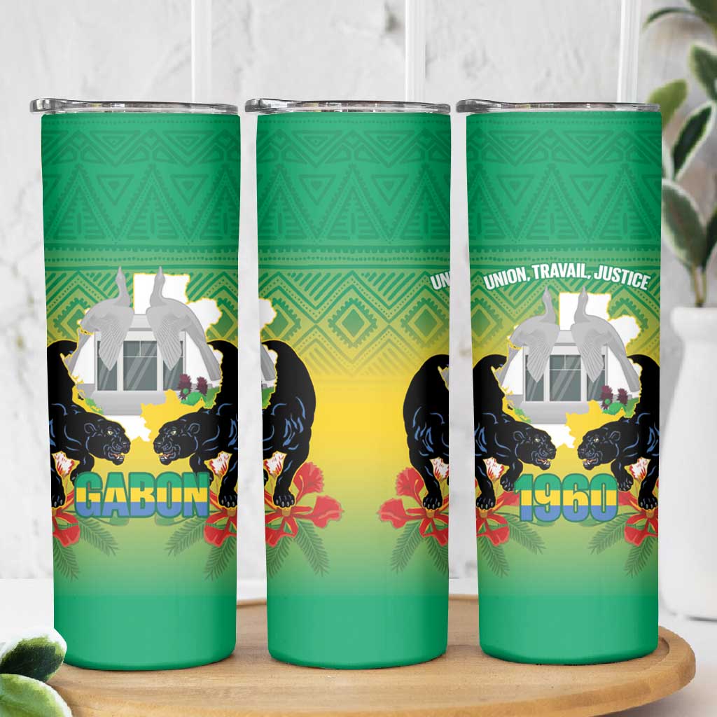 Afro Gabon Independence Day Skinny Tumbler Memorial Leon Mba Monument - African Pride