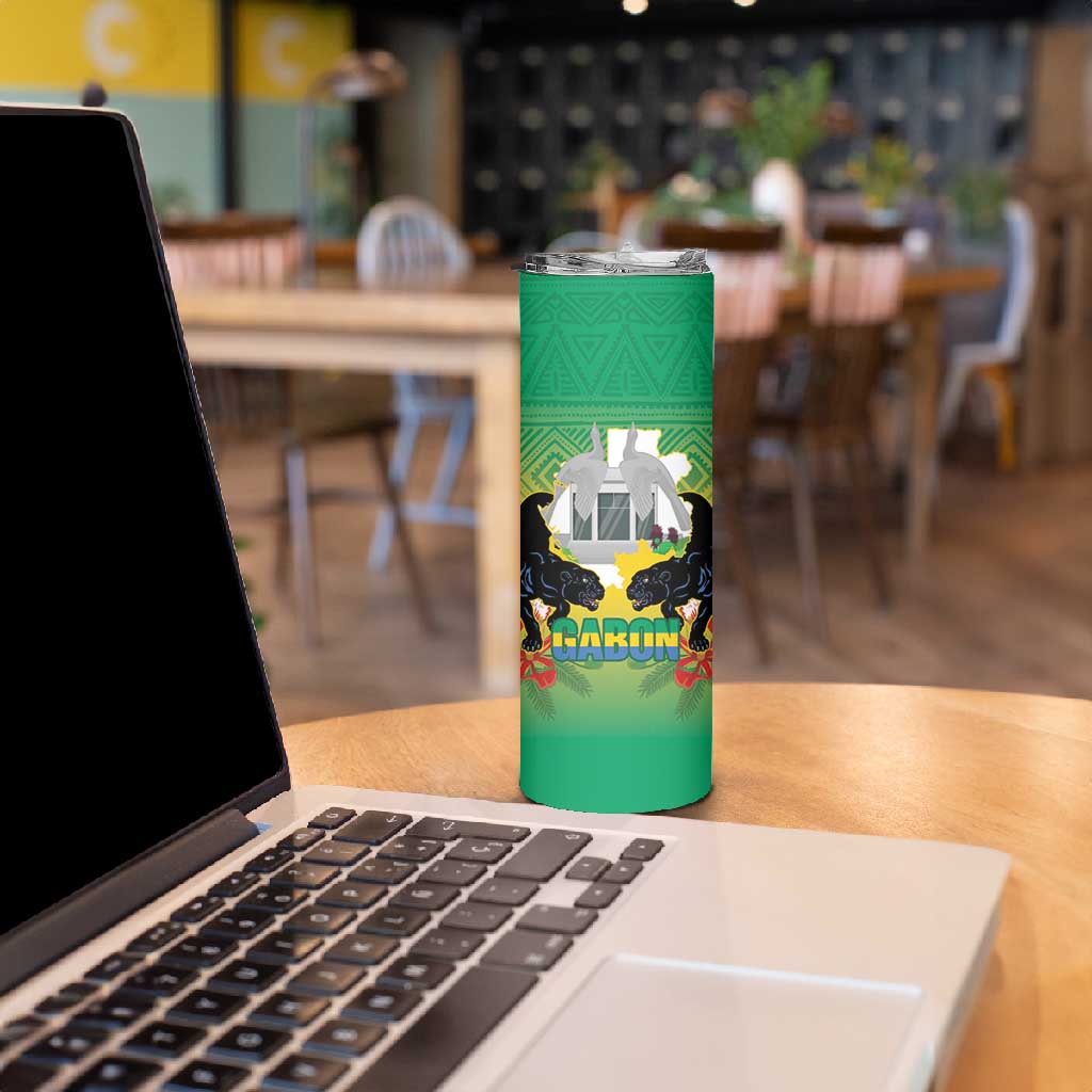 Afro Gabon Independence Day Skinny Tumbler Memorial Leon Mba Monument - African Pride