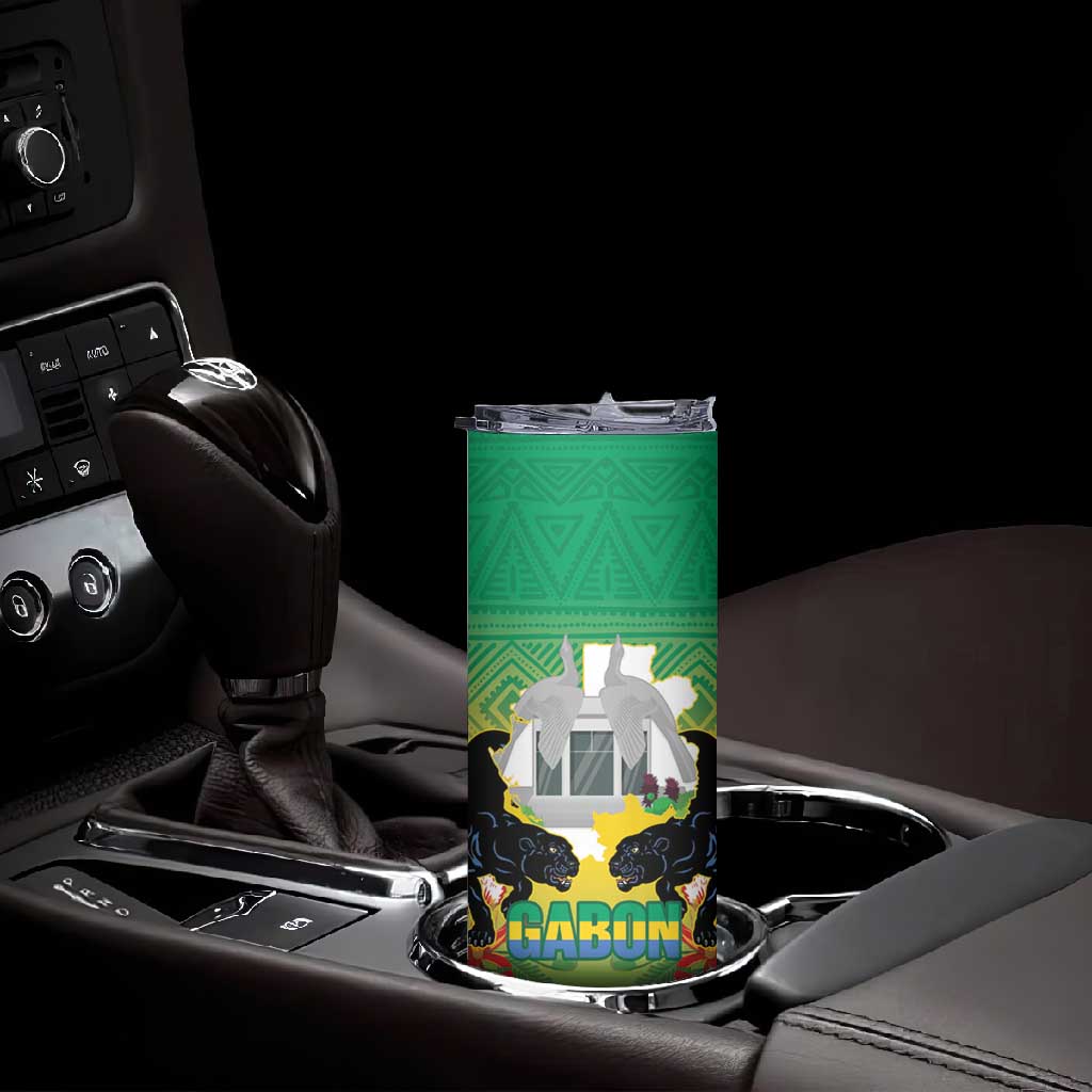 Afro Gabon Independence Day Skinny Tumbler Memorial Leon Mba Monument - African Pride