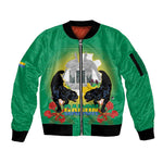 Afro Gabon Independence Day Sleeve Zip Bomber Jacket Memorial Leon Mba Monument - African Pride