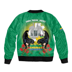 Afro Gabon Independence Day Sleeve Zip Bomber Jacket Memorial Leon Mba Monument - African Pride