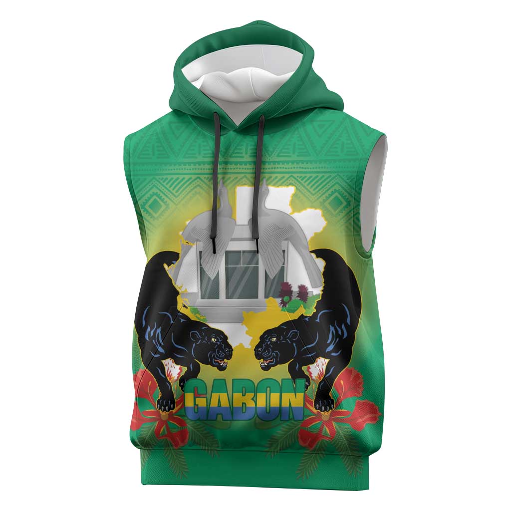 Afro Gabon Independence Day Sleeveless Hoodie Memorial Leon Mba Monument - African Pride