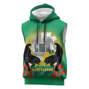 Afro Gabon Independence Day Sleeveless Hoodie Memorial Leon Mba Monument - African Pride