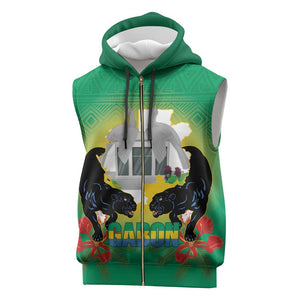 Afro Gabon Independence Day Sleeveless Zip Hoodie Memorial Leon Mba Monument - African Pride