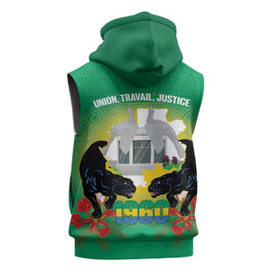 Afro Gabon Independence Day Sleeveless Zip Hoodie Memorial Leon Mba Monument - African Pride
