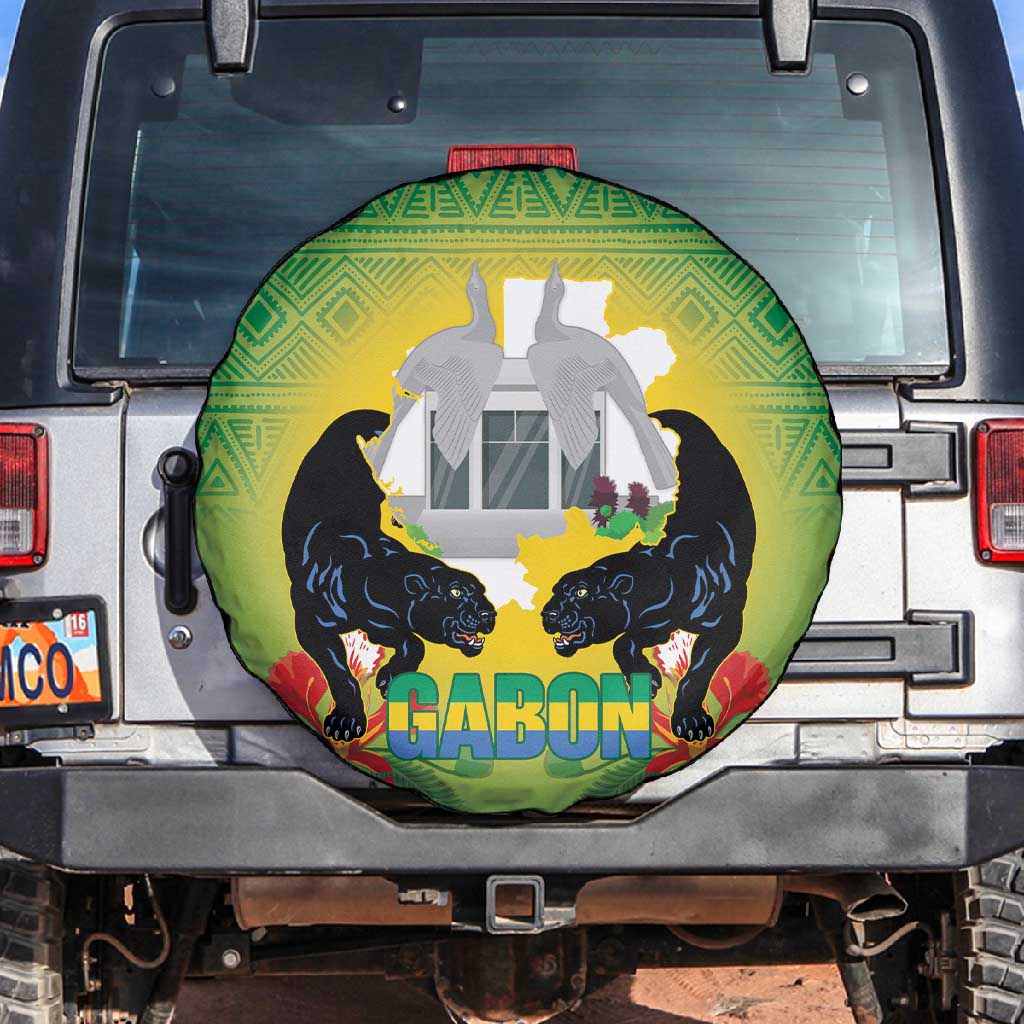 Afro Gabon Independence Day Spare Tire Cover Memorial Leon Mba Monument - African Pride