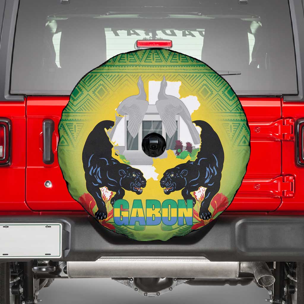 Afro Gabon Independence Day Spare Tire Cover Memorial Leon Mba Monument - African Pride