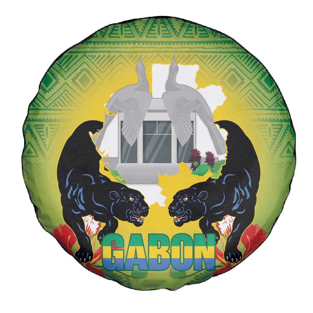Afro Gabon Independence Day Spare Tire Cover Memorial Leon Mba Monument - African Pride