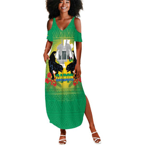 Afro Gabon Independence Day Summer Maxi Dress Memorial Leon Mba Monument - African Pride