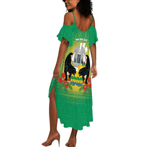 Afro Gabon Independence Day Summer Maxi Dress Memorial Leon Mba Monument - African Pride