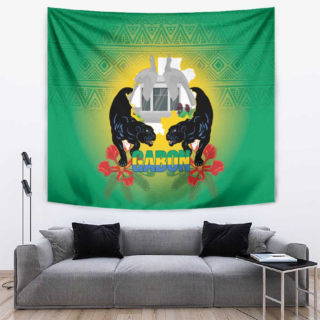 Afro Gabon Independence Day Tapestry Memorial Leon Mba Monument - African Pride