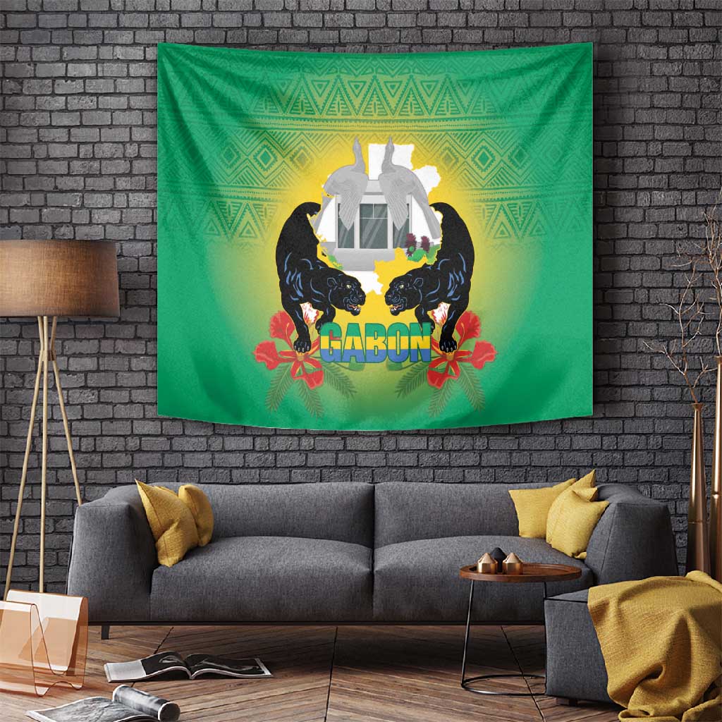 Afro Gabon Independence Day Tapestry Memorial Leon Mba Monument - African Pride