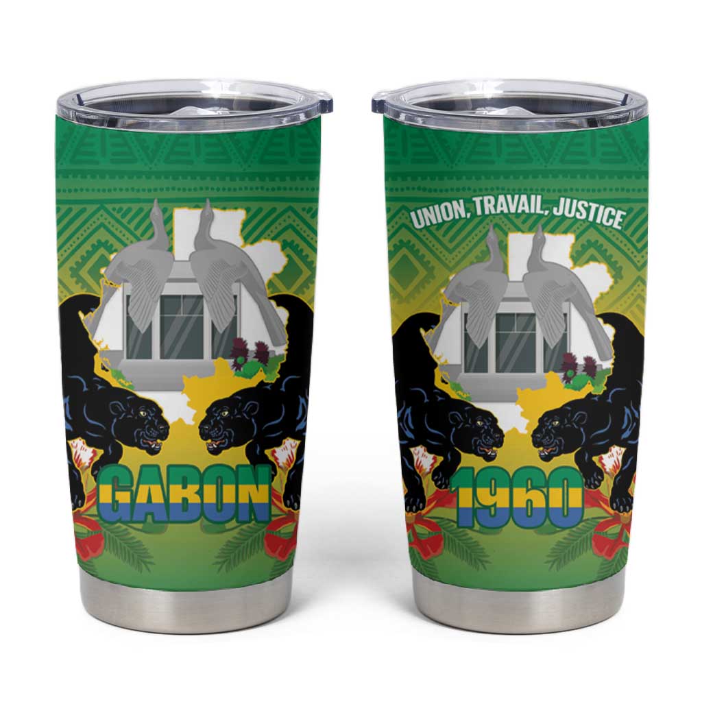 Afro Gabon Independence Day Tumbler Cup Memorial Leon Mba Monument - African Pride